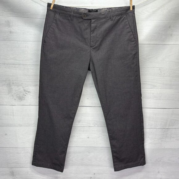 Ted Baker London Volvek Slim Fit Chino Pants Gray 38R Contrast Cuff Ankle - Picture 2 of 15